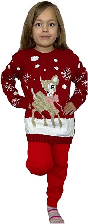 Children's Kids Girls Boys Bambi Christmas Jumper