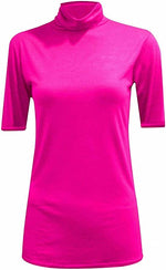 Load image into Gallery viewer, Womens Ladies Turtle Polo Neck Jumper Short Sleeve Top High Neck T Shirt Top Plus 8-14