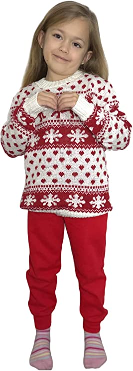 Children's Kids Girls Boys Snowflake Christmas Jumper