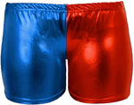Load image into Gallery viewer, Ladies Girls Kids Halloween Costume Shiny Wet Look Jacket, Leggings, Pants Women Metallic Red & Blue Hot Sexy Shorts