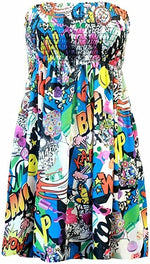 Load image into Gallery viewer, New Womens Ladies Sheering Top Strapless Bandeau Dress Top Jersey Ladies Plus Size Boobtube Top Dress UK 16-22