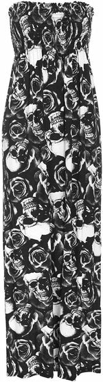 Load image into Gallery viewer, Plus Size Womens Printed Bandeau Strapless Shirred Ladies Long Maxi Dress