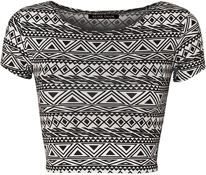 Women Cap Short Sleeve Crop Top Round Neck Plain/Printed T-Shirt Stretchy Summer Cropped Vest Tops Size 8-14