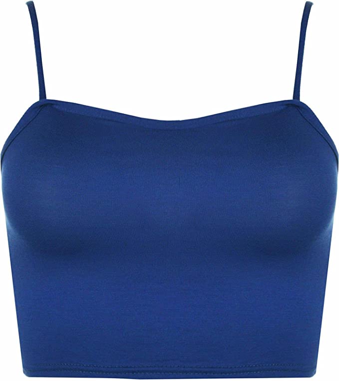 Womens Strappy Sleeveless Ladies Bralet Crop Stretch Vest Top - 8-14