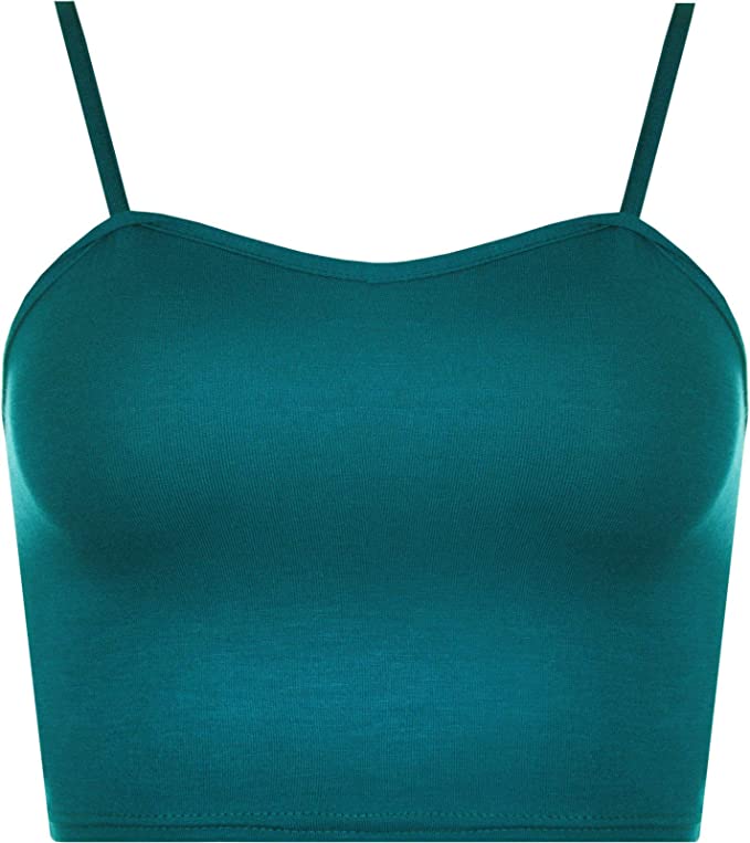 Womens Strappy Sleeveless Ladies Bralet Crop Stretch Vest Top - 8-14