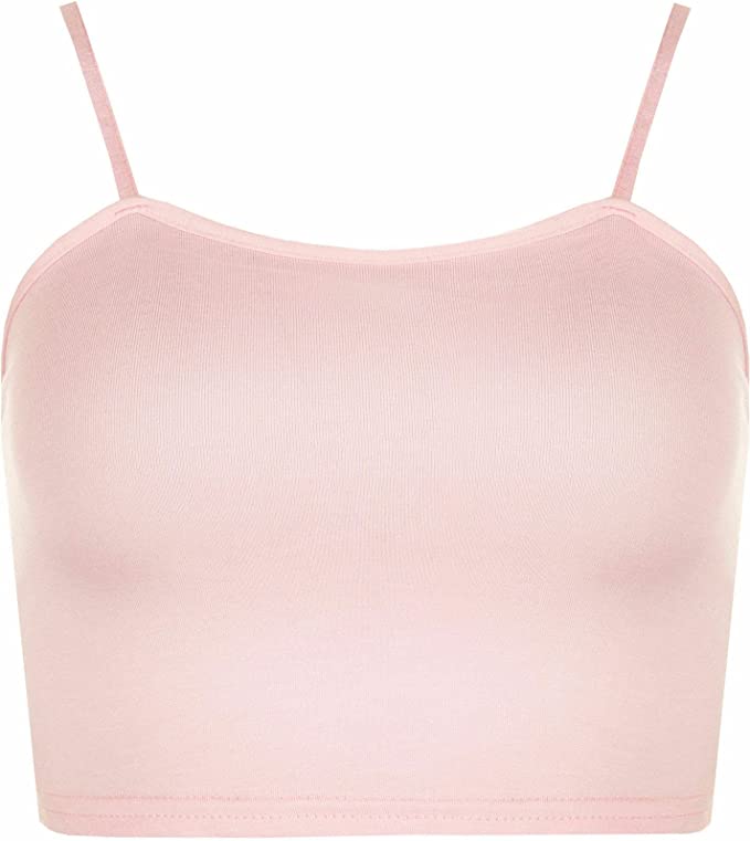 Womens Strappy Sleeveless Ladies Bralet Crop Stretch Vest Top - 8-14