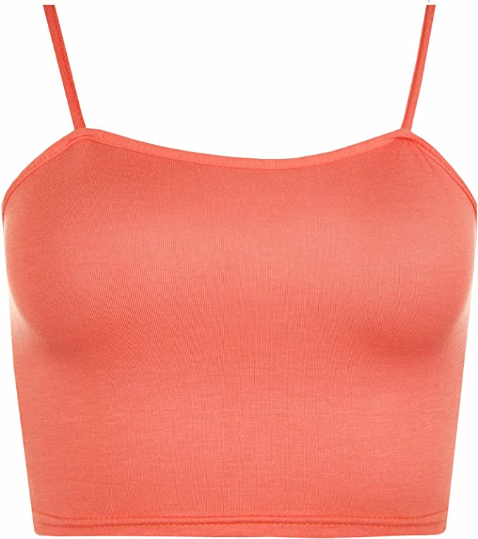 Womens Strappy Sleeveless Ladies Bralet Crop Stretch Vest Top - 8-14