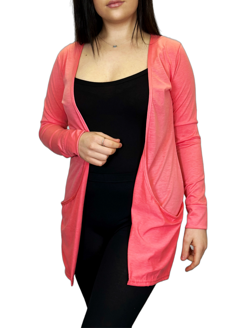Ladies Long Sleeve Pocket Cardigan Womens Top Sizes 8-14