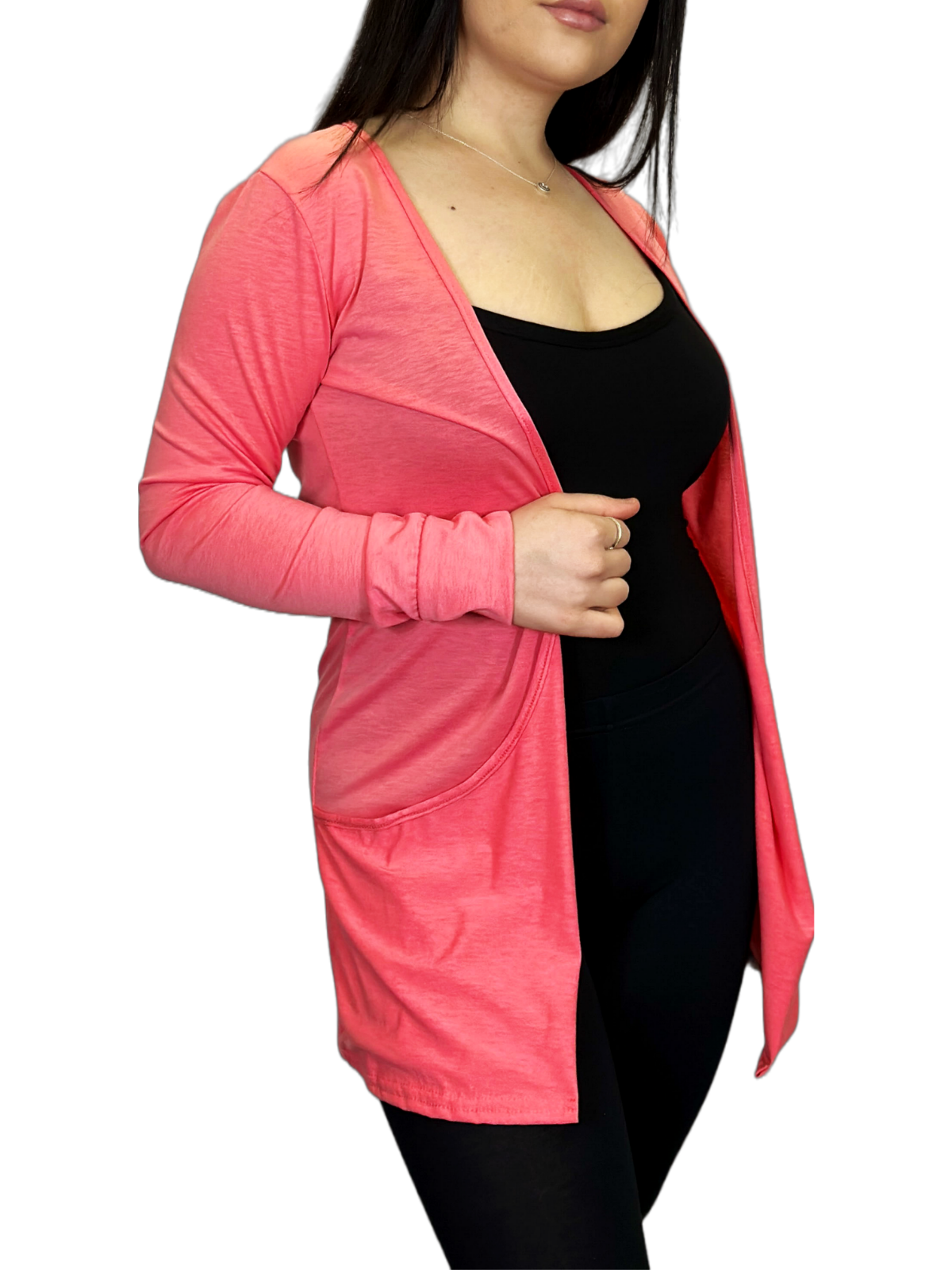 Ladies Long Sleeve Pocket Cardigan Womens Top Sizes 16-26