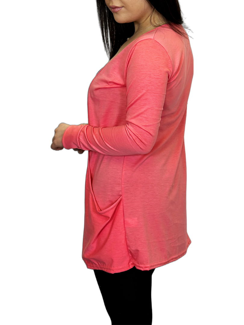Ladies Long Sleeve Pocket Cardigan Womens Top Sizes 8-14
