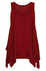 Load image into Gallery viewer, Ladies Hanky Hem Womens Sleeveless Scoop Neck Jersey Long Tunic Vest