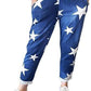 LUXEDIVA  Women’s Ladies Denim Joggers Star Printed Sweatpants Floral Ribbed Waistband Trousers Ladies Casual Summer Drawstring Italian Gym Running Pants Plus Size 8-22