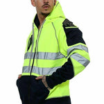 Load image into Gallery viewer, LUXE DIVA Hi Viz Vis High Visibility Jacket 3 Zip 4 Pocket Hoodie Work Zipper Hooded Sweat Shirts
