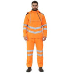 Load image into Gallery viewer, Hi Viz Vis High Visibility Jacket Hoodie Work 3 Zip Hooded SweatShirt Fleece Menswear Clothes Workwear Man Long Sleeve Top Comfy Longsleeves Underwear Uniforms
