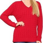 Load image into Gallery viewer, LUXE DIVA Women’s Long Sleeve V Neck Chunky Cable Knit Jumper for Ladies Casual Pullover Sweater for Women UK Size 8-22
