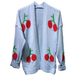 Load image into Gallery viewer, LUXE DIVA Womens Long Sleeve Cherries Print Open Front Knitted Jumper Cardigan 8-14
