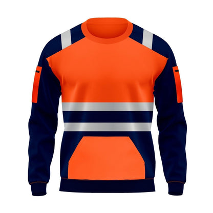 LUXE DIVA Hi Vis Viz High Visibility Jacket Reflective Work Wear Fleece SweatShirt S-2XL Menswear Soft Breathable Clothing Collar Crewneck Long Long Sleeve Polyester Sleeve