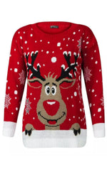 Load image into Gallery viewer, LUXE DIVA Women&#39;s Knitted Rudolph on wall Xmas Snowflake Ladies kids Reindeer Pom Jumpers
