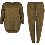 2 Piece Track Suit Set High Low Top and Bottoms Casual