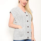 LADIES SLEEVELESS 5 BUTTON WAISTCOAT KNITTED 2 POCKETS V/NECK SELF COLOUR KNITWEAR FRONT PATTERN W/COAT ALL YEAR ROUND WEAR