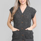 LADIES SLEEVELESS 5 BUTTON WAISTCOAT KNITTED 2 POCKETS V/NECK SELF COLOUR KNITWEAR FRONT PATTERN W/COAT ALL YEAR ROUND WEAR