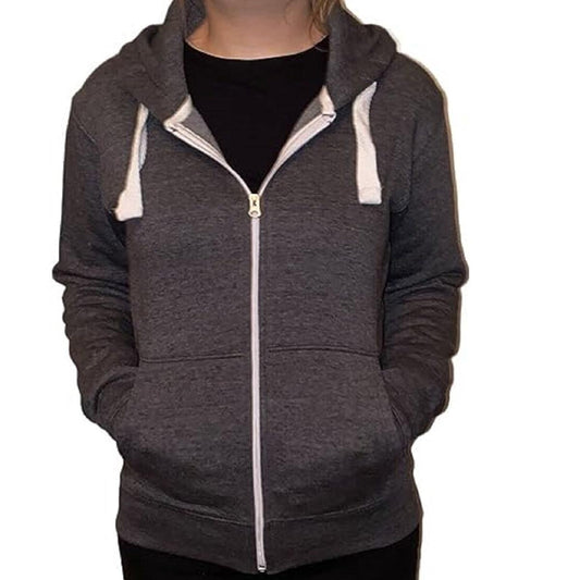 LUXEDIVA Ladies Plain Colour Hoodie Womens Fleece Hooded Top Zip Zipper Hoodie Sweatshirt