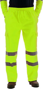 Load image into Gallery viewer, Mens Hi Vis Visibility Viz Safety Fleece Bottoms Work Wear Trouser Jogger Pants
