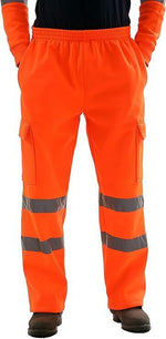Load image into Gallery viewer, Mens Hi Vis Visibility Viz Safety Fleece Bottoms Work Wear Trouser Jogger Pants
