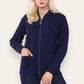 Women's Ladies Knitted Cable Zipper Collar 2 Pockets Zip All The Way Down 8-14