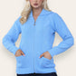 Women's Ladies Knitted Cable Zipper Collar 2 Pockets Zip All The Way Down 8-14