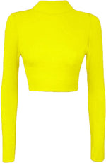 Load image into Gallery viewer, Womens Turtle Neck Crop Ladies Long Sleeve Plain Polo Short Stretch Top Sizes 8-14
