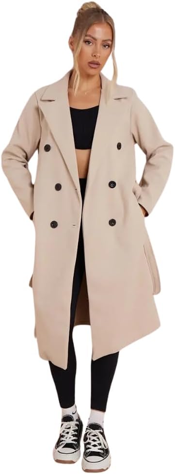 LUXE DIVA Women's Winter Coat Wool Autumn And Casual Thickening Warm Long-Sleeved Mid Length Coat, S-2XL