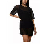 Load image into Gallery viewer, LUXEDIVA Ladies Women Oversized PJ Mesh Tunic Short Sleeve Baggy TEE Shirt Dress

