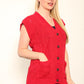 LADIES SLEEVELESS 5 BUTTON WAISTCOAT KNITTED 2 POCKETS V/NECK SELF COLOUR KNITWEAR FRONT PATTERN W/COAT ALL YEAR ROUND WEAR
