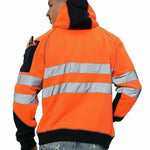 Load image into Gallery viewer, LUXE DIVA Hi Viz Vis High Visibility Jacket 3 Zip 4 Pocket Hoodie Work Zipper Hooded Sweat Shirts
