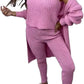 LUXE DIVA Women's 3 Piece Knit Lounge Set Roll Neck Cardigan