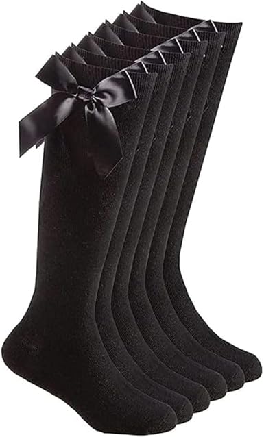LUXE DIVA Girls Knee High School Socks with Bow 3 Pack