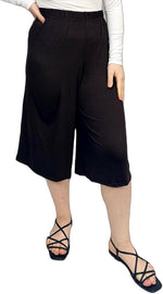 Load image into Gallery viewer, Ladies Plain 3/4 Length Short Palazzo Trousers Casual Wide Leg Culottes Pants Plus Sizes UK 8-26
