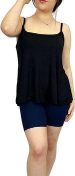 Load image into Gallery viewer, Womens Plain Sleeveless Round Scoop Neckline Stretch Slim Straps Strappy Flared Swing Camisole T-Shirt Vest Top UK Size 8-14
