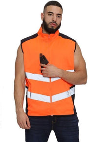 Mens Hi Viz Body Warmer High Visibility Gilet Jacket | Hi Viz Fleece Lined Waterproof Workwear Security Safety Wear Reflective Tape Gilet Waistcoat Phone & ID Pockets Vest Top S-3XL