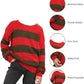 LUXE DIVA Kids Unisex Freddy Halloween Horror Costume Party Red Green Stripe Knitted Sweater - Boys Girl Long Sleeve Pullover Winter Sweatshirt