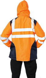 Load image into Gallery viewer, LUXE DIVA  Hi Vis Rain Jacket Mens High Visibility Waterproof Reflective Tape Band Safety Zipper Hooded Top Lightweight Sizes S to 5XL

