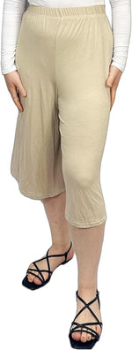 Load image into Gallery viewer, Ladies Plain 3/4 Length Short Palazzo Trousers Casual Wide Leg Culottes Pants Plus Sizes UK 8-26
