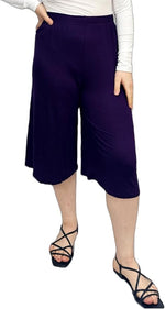 Load image into Gallery viewer, Ladies Plain 3/4 Length Short Palazzo Trousers Casual Wide Leg Culottes Pants Plus Sizes UK 8-26
