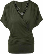Load image into Gallery viewer, Womens Rap Over Necklace Batwing Top Ladies Stretchy Wrap Over Loose Fit Vest
