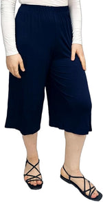 Load image into Gallery viewer, Ladies Plain 3/4 Length Short Palazzo Trousers Casual Wide Leg Culottes Pants Plus Sizes UK 8-26
