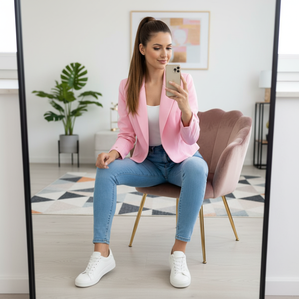 Women's Cropped Blazer, Open Front, Long Sleeve, Slim Fit, Casual Suit Jacket
