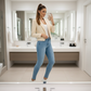 Women's Cropped Blazer, Open Front, Long Sleeve, Slim Fit, Casual Suit Jacket