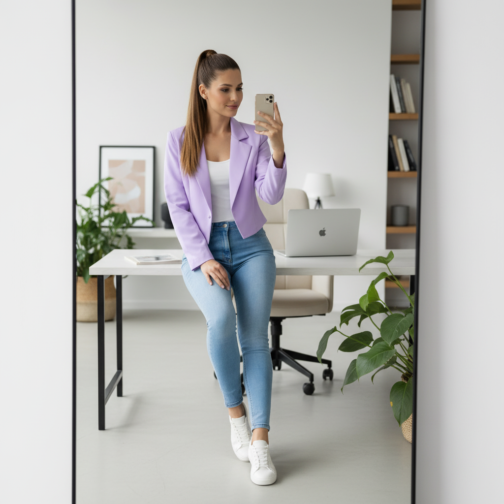 Women's Cropped Blazer, Open Front, Long Sleeve, Slim Fit, Casual Suit Jacket