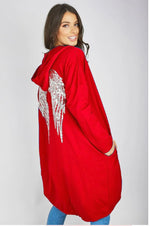 Load image into Gallery viewer, women sequin angel wing back oversized hoodie sweatshirt jacket coat cardigan
